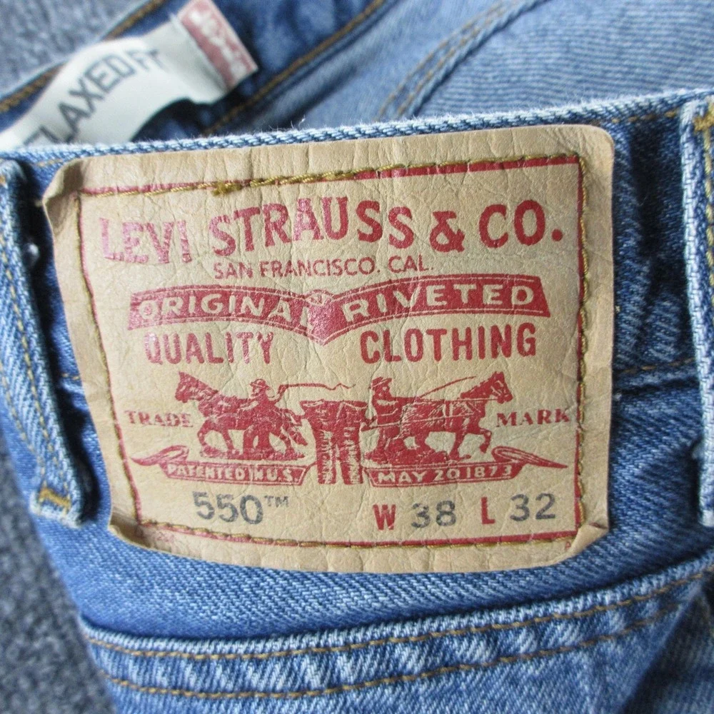Levis 550 Jeans Mens 38x32 Blue Relaxed Tapered Medium Wash Denim Workwear Pants